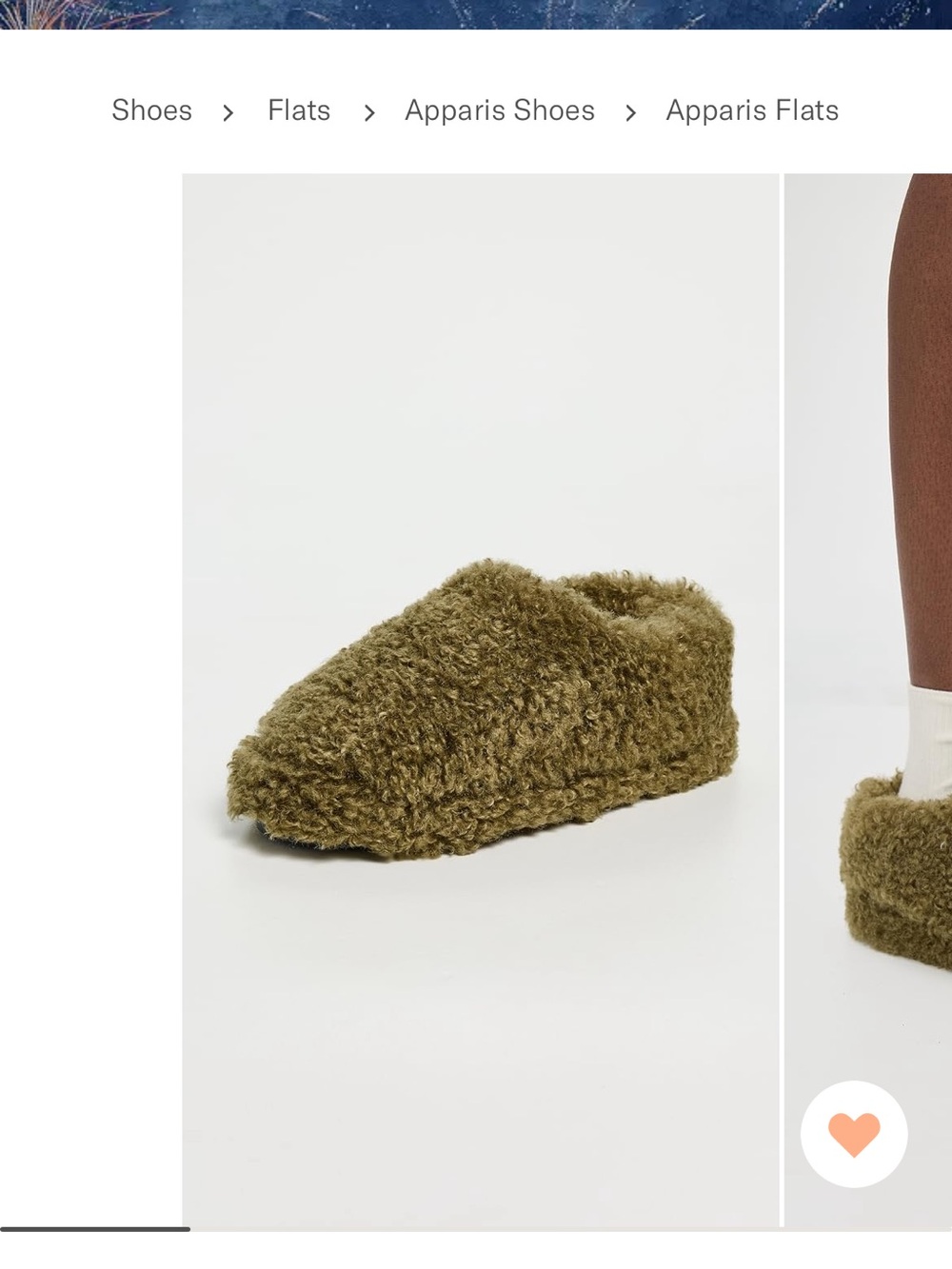 Apparis Olive Green Faux-Shearling Slip-On Slippers